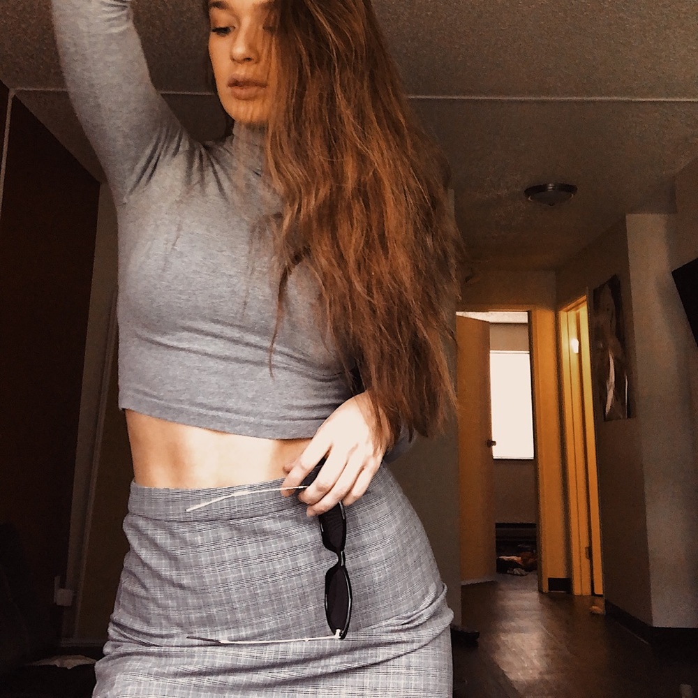 Gray Plaid Mini Skirt